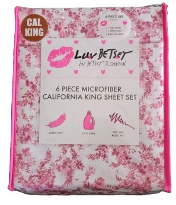 Juego de 6 sábanas flores florales LUV Betsey By Betsey Johnson Cal King NUEVO  Foto 1 de 4