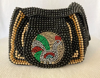 Kitschy Vintage Handmade Faceted Plastic Beaded Rooster Purse Hong Kong So BoHo! - Image 1 of 4