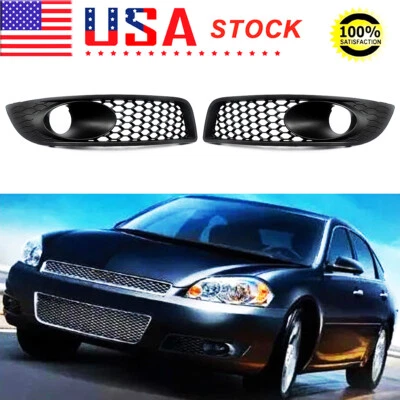 2PCS Honeycomb Mesh Front Fog Light Grille Covers For Chevrolet Impala 2006-2013 Foto 1 de 4