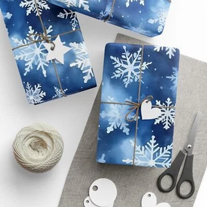 Snowflake Wrapping Paper, Winter Gift Wrap, Holiday Wrapping Paper, Christmas - Picture 1 of 25