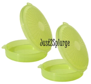 Juego de 2 guardianes de píldoras mini contenedor de bolsillo redondo con bisagras verde - Imagen 1 de 3