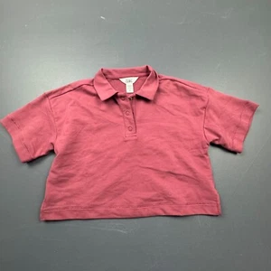 Athleta Girl Polo Shirt Kids Size 7 Pink Short Sleeve Cropped Sporty Casual Top - Picture 1 of 6