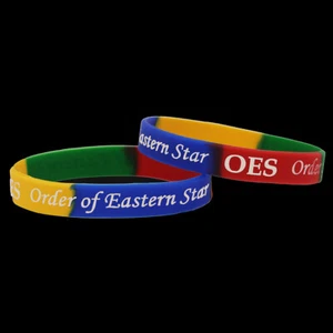 Two OES Eastern Star Silicon Multi-color Wrist Bands - Picture 1 of 5