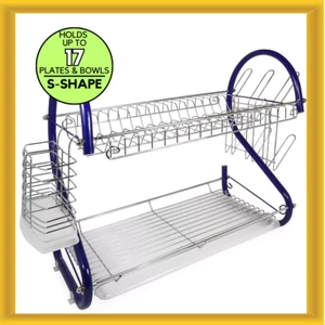 Better Chef DR-166B 16-Inch 2-Tier Rust-Resistant Chrome Plated Dishrack in Blue - Picture 1 of 2
