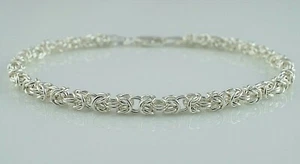 925 Sterling Silver Round Byzantine Bracelet 7.5 inches - Picture 1 of 5