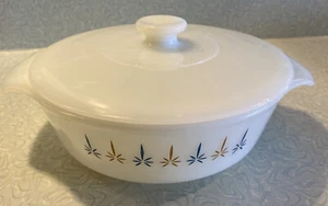 MCM Fire King Candle Glow 1 Qt 436 piatto casseruola rotondo coperto con coperchio - Foto 1 di 9