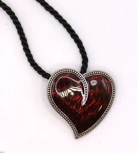 Lia Sophia “Burning Love” Red Heart Pendant w/Black Cord Necklace 16-19” - Picture 1 of 2