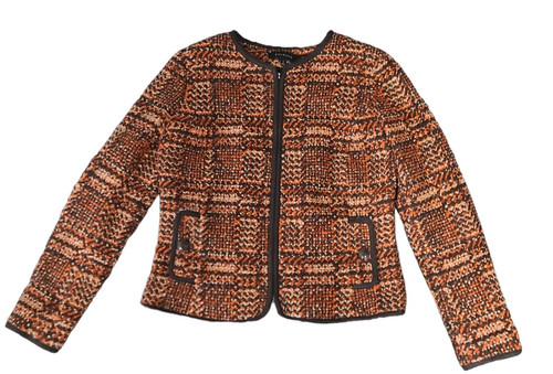 VETEMENTS Blazer donna Talbots taglia 2 (LG) misto lana tweed giacca zip con tasche