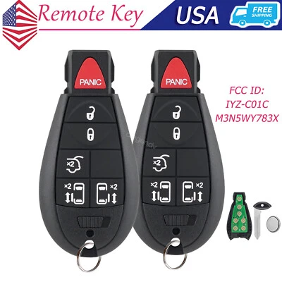 2 llaveros para Dodge Grand Caravan 2010 2011 2012 2013 2014 2015 2016 2017 2018 Foto 1 de 4