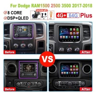 Android Car Radio Head Unit For Dodge RAM1500 2500 3500 2017-2018 GPS Carplay - Image 1 of 4