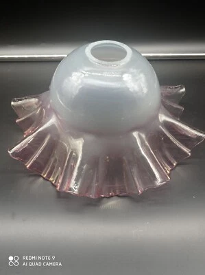 Ancienne Tulipe en verre rose de lampe suspention Vintage Ø 29 cm . - Photo 1/4