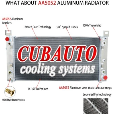 4 Row Radiator Fit 1999-2014 Chevy Silverado 2500 1500 Tahoe V8 Double Oilcooler - Image 1 of 4