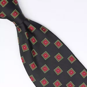 Alfred Dunhill Silk Necktie Black Green Red Check Weave Woven Made in Italy Tie - Picture 1 of 7