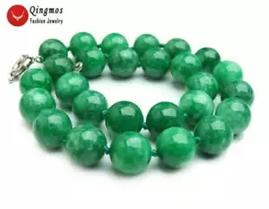Fashion 14mm Natural Round Dark Green Jade Stone Necklace for Women Chokers 17'' - Picture 1 of 6