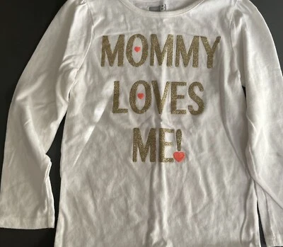 Crazy 8 - Coral & Gold Girls Long Sleeve Shirt “Mommy Loves Me” Size 5T - Image 1 of 4
