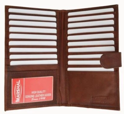 Genuine Leather Credit Card Holder Wallet 19 Card Slots + 1 ID Window with Snap - Image 1 of 4