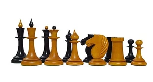 1950s Soviet 4.0'' lLatvian Reproduced Chess Pieces Only - Ebonised & Antique - Picture 1 of 5