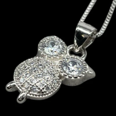 Collana Donna in Argento 925 laccetto charm gufo portafortuna Punti luce Firmata - Immagine 1 di 4