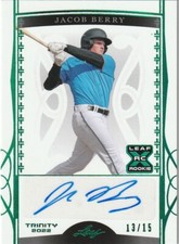 JACOB BERRY 2022 LEAF TRINITY EMERALD SPECTRUM AUTOGRAPH RC 13/15