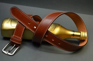 CINTURON HOMBRE 35 MM CASUAL MARRON HAVANA GENUINO CUERO HECHO A MANO MA LEATHER - Picture 1 of 7
