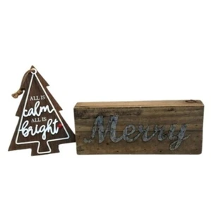 Árbol de madera de temporada de Navidad y decoración de letreros nuevos - Imagen 1 de 10