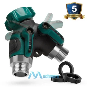 2 Way Heavy Duty Garden Hose Splitter 3/4" Y Shape Valve Pipe Spigot Connector - Picture 1 of 16