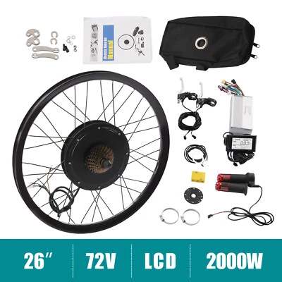 Roda traseira 26 polegadas 72V 2000W motor elétrico bicicleta kit de conversão cubo bicicleta elétrica - Imagem 1 de 4