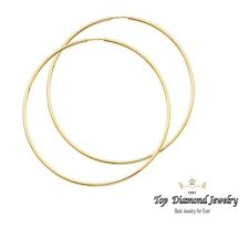 14k Yellow Gold1.5mm Thick High Polish Endless Hoop Earrings 60mm Extra Large