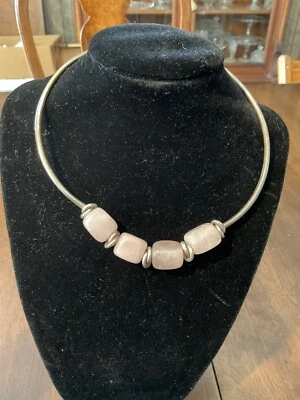 Collar gargantilla Silpada plata esterlina cuarzo rosa N1072 palanca retirada Foto 1 de 4