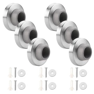 6pcs Concave Wall Door Bumper Stop Gray Rubber Wall Mount Door stoppers Silve... - Picture 1 of 7