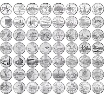1999-2009 D US State Quarters + Territories Complete Uncirculated Set 56 coins - Image 1 of 3