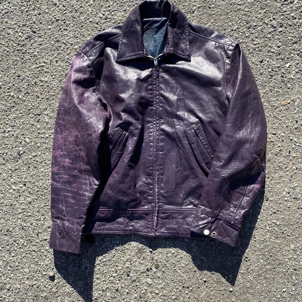 RARE 1970S DISTRESSED VARSITY WESTERN LEATHER JACKET - Imagem 1 de 4