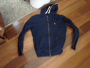 Polo Ralph Lauren Cremallera Completa Sudadera con Capucha Chaqueta Logo Poni Para Hombres Pequeño Azul Marino - Imagen 1 de 6