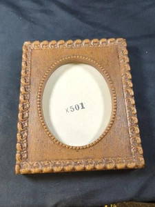 Hartplastik Rechteck Holz Design Bilderrahmen Oval 3,5x4,5" Foto Unikat Selten - Bild 1 von 6