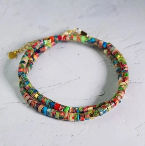 Colorido collar de jaspe sedimentos marinos gargantilla con cuentas curación delicado mujeres regalos - Imagen 1 de 7