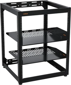 Open Frame Rack for Servers & AV Gear Wall Mountable Design 15U Black - Picture 1 of 10