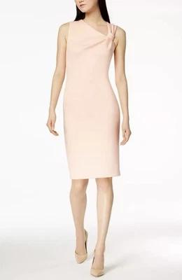 Calvin Klein Asymmetrical Knotted Sheath Dress Women’s 4 Pink NEW WITH TAGS - Image 1 of 4