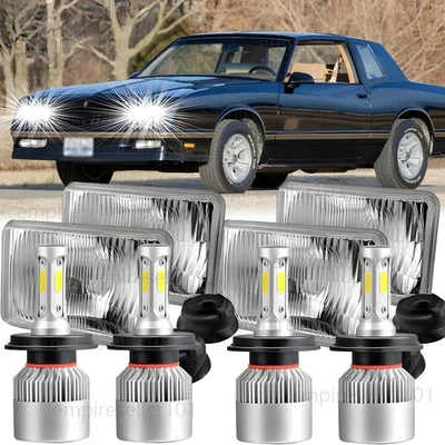Подходит для Chevrolet Monte Carlo SS 1980-1988 4 шт светодиодные фары дальнего света 4x6 дюймов - Изображение 1 из 4