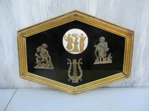 VINTAGE PORZELLAN & METALL GRIECHISCHE PRIESTERIN WEISS & GOLD & BRONZE WANDBEHANG KUNST - Bild 1 von 11