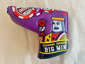 Custom Big Win Casino Chip Blade Putter Cover Purple-w/Multi Color Stitching - Picture 1 of 6