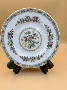 "3 platos de postre de ensalada de rosas Coalport Ming 8"" borde dorado floral de porcelana de hueso de Inglaterra" - Imagen 1 de 5
