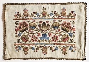 VTG Handmade Embroidered Hungarian Buzsaki Linen Pillow Cover/Sham 22x15 inches - Picture 1 of 11