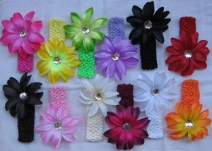 24pc large Lily Flower hair Clip bow Crochet Headband lot gift Baby Girl woman - Picture 1 of 3