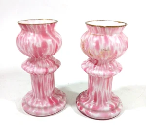 Italy Lavorazione Arte Pink Confetti Art Glass Vases Pair - Picture 1 of 6