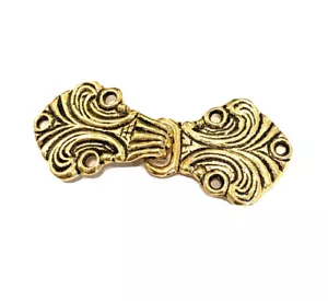 2 Pcs Gold Metal Cloak / Coat Buckle Clasp 5cm X 2 Filigree Historical Vibtage - Picture 1 of 5