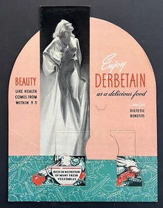 1940s Art Deco Die Cut Display Sign Derbetain Diet Pills Beautiful Woman (#199) - Picture 1 of 4