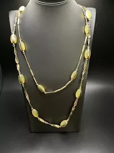 Coldwater Creek Layered Necklace Yellow Beaded 2 Strand Jewelry 26-28" Signed - Picture 1 of 5