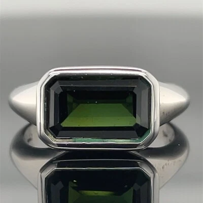 RING GR.17 (CA. 53 ) AUS 925/-SILBER RHOD. MIT TURMALIN SILBERZEIT  SCHMUCKJAGD - Bild 1 von 2