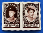 1961 Topps Collectible Brown Stamps-Jim Bunning/Ron Hansen-Tigers/Orioles-Read