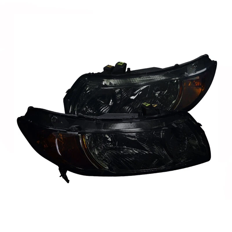 For 06-11 Honda Civic FA FG  Smoke Smoked Headlights Amber Reflector 2 DOOR  - Image 1 of 3